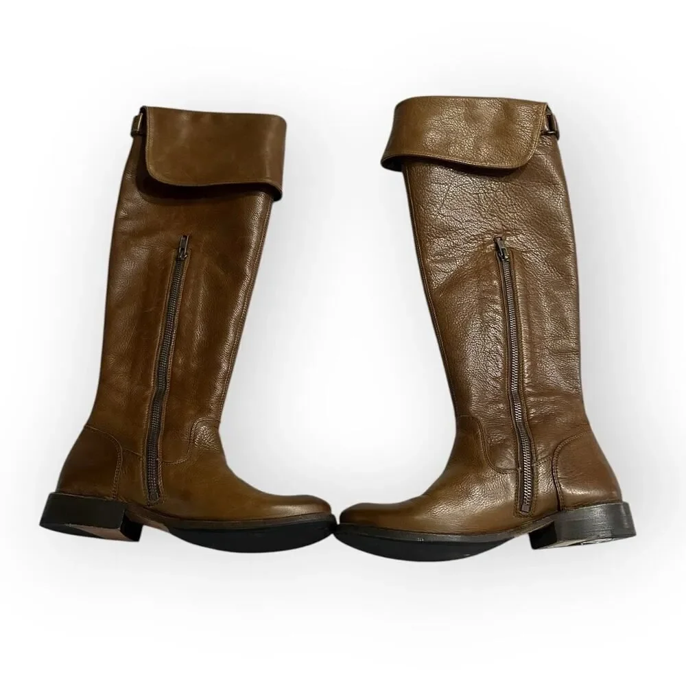 Frye Shirley Leather Riding Boots Women's Size 6B Brown Over-the-Knee Western